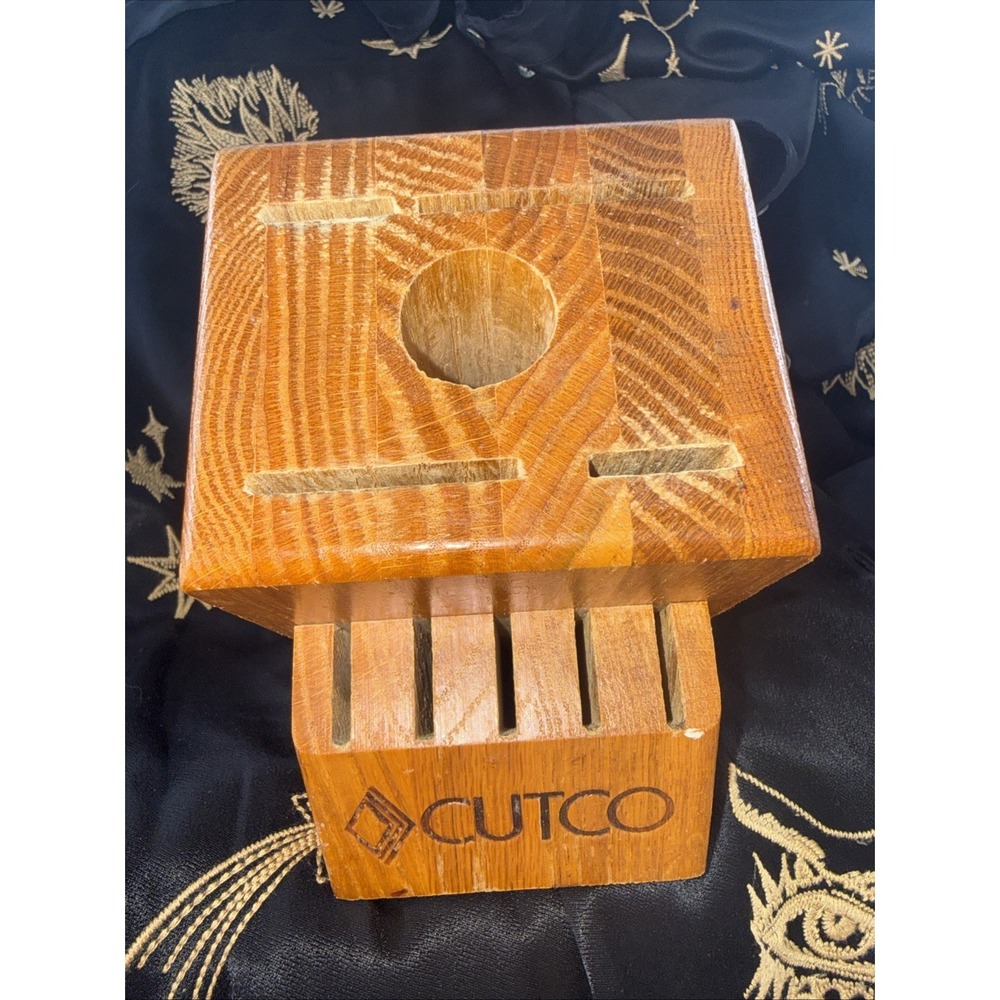 CUTCO Essentials Set Knife Block 5-Slot Honey Finish Oak USA